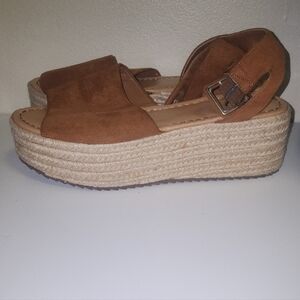 American Eagle Outfitters Brown Espadrille Shoes with Ankle Strap